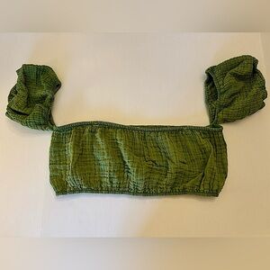 Anthropologie Textured Green Knit Cropped Top